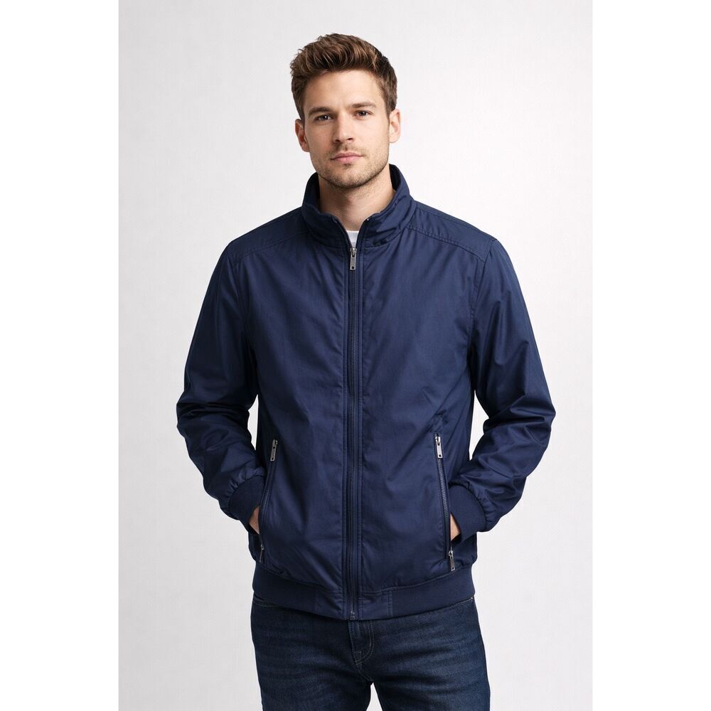 Vogue Dress Navy Bomber Jacket Mens Zip Lightweight Windbreaker M